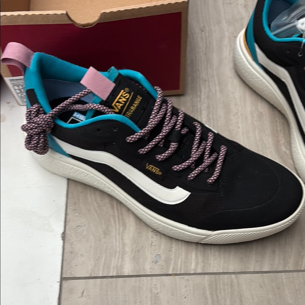 Vans Black and Teal Sneakers